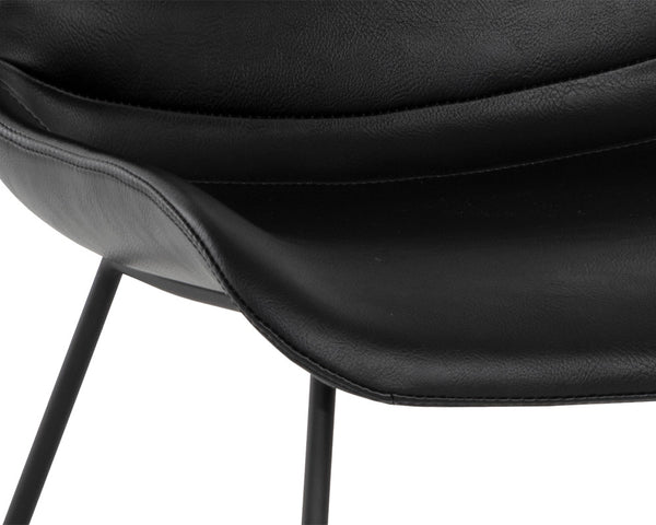 Sunpan Gracen Minimalist Dining Chair with Faux Leather Comfort and Elegant Matte Black Metal Legs Nightfall Black