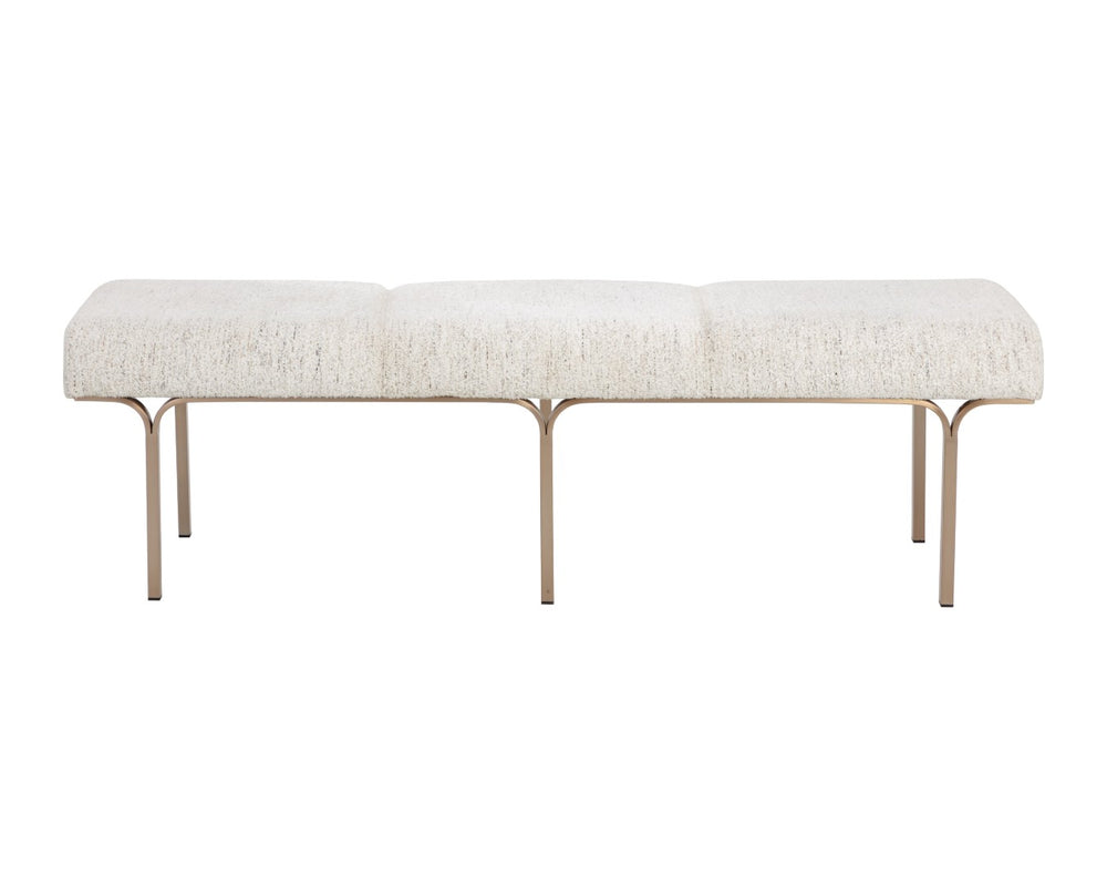 Sunpan NUVELLA Upholstered Bench - Hailey Moon Fabric with Slim Metal Frame for Modern Minimalist Spaces 112574