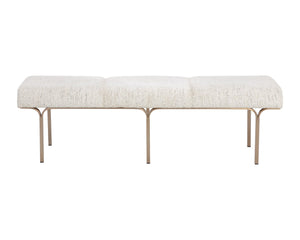 Sunpan NUVELLA Upholstered Bench - Hailey Moon Fabric with Slim Metal Frame for Modern Minimalist Spaces 112574