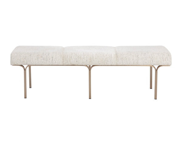 Sunpan NUVELLA Upholstered Bench - Hailey Moon Fabric with Slim Metal Frame for Modern Minimalist Spaces 112574