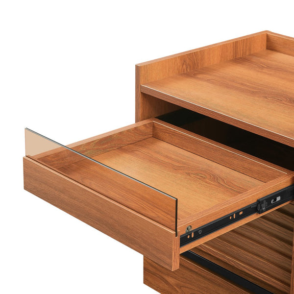 English Elm Christopher Knight Home® - Mid Mid Century Modern Nightstand with USB Charging Station, LED App-Control Lights, 2 Drawers, Sleek Design Yellow 22.24 L x 18.7 W x 7.09 H N761P255453Y