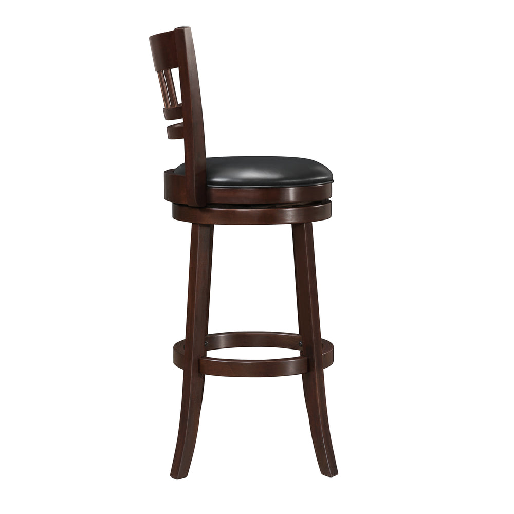 English Elm 360-Degree Swivel Bar Chair In Dark Cherry Finish - Solid Wood, Comfortable Footrest, Pub Height B011P220992