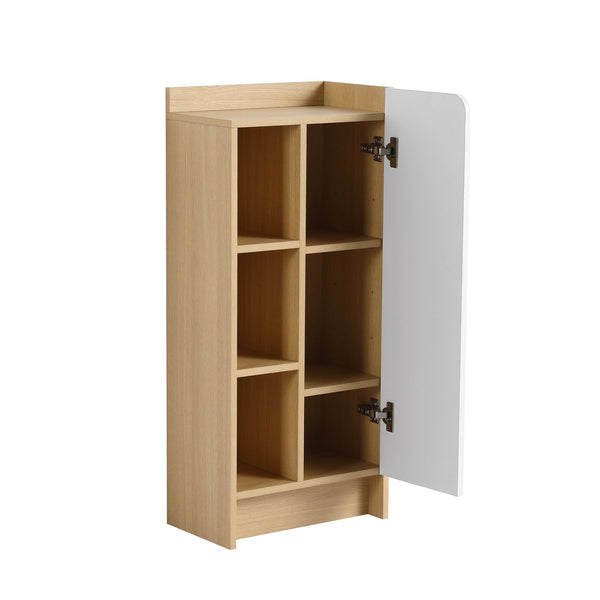 English Elm 16" Slim Wall Mounted Bathroom Cabinet Plywood Open Shelves Scandinavian Storage W3450P440622