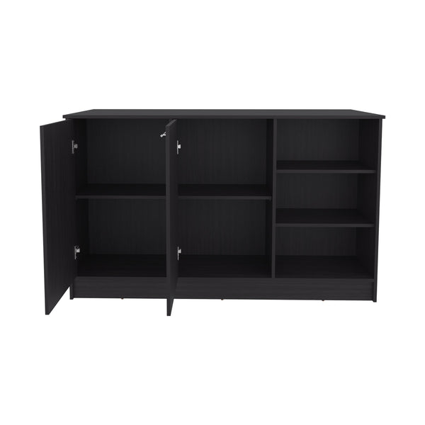 English Elm Kitchen Island With Two Cabinets & Three Open Shelves – Stylish, Eco-Friendly, And Spacious Design! B097S00198