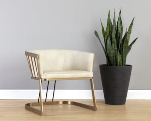 Sunpan Caily Lounge Chair - Modern Elegance with Brushed Gold Frame and Stylish Black Steel Legs Bravo Cream