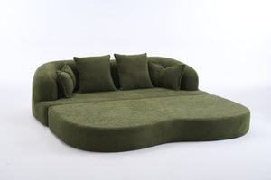 English Elm (old Sku W2231p392100) Chenille Sleeper Sofa Foldable Convertible Loveseat with Four Pillows Green W2231P466737