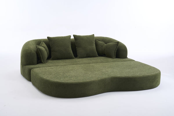 English Elm (old Sku W2231p392100) Chenille Sleeper Sofa Foldable Convertible Loveseat with Four Pillows Green W2231P466737