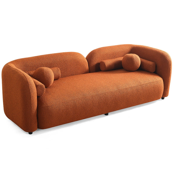 English Elm Donna Japandi Boucle Upholstered Sofa with Textured Fabric for Modern Living Rooms Brown,Burnt Orange,Orange B183P231855