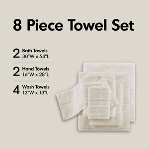 JLA Home Madison Park Signature - Ultra-Soft 100% Cotton Towels | 800 GSM Plush Spa-Quality Set with Antimicrobial Finish, Oeko-Tex Certified Cream MPS73-189