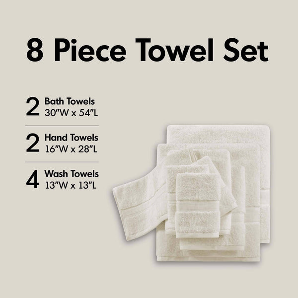 JLA Home Madison Park Signature - Ultra-Soft 100% Cotton Towels | 800 GSM Plush Spa-Quality Set with Antimicrobial Finish, Oeko-Tex Certified Cream MPS73-189