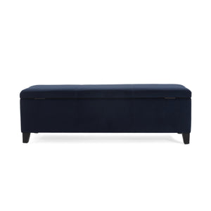 English Elm Indoor Tufted Upholstered Storage Bench with Lift Top Hidden Compartment for Entryway Dark Blue N779P396200D
