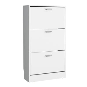 English Elm Shoe Modern 3-Door Engineered Wood Storage Cabinet with 3 Shelves, Eco-Friendly Durable Design White 50 L x 24.02 W x 5.91 H B097P369445