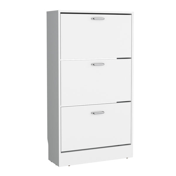 English Elm Shoe Modern 3-Door Engineered Wood Storage Cabinet with 3 Shelves, Eco-Friendly Durable Design White 50 L x 24.02 W x 5.91 H B097P369445