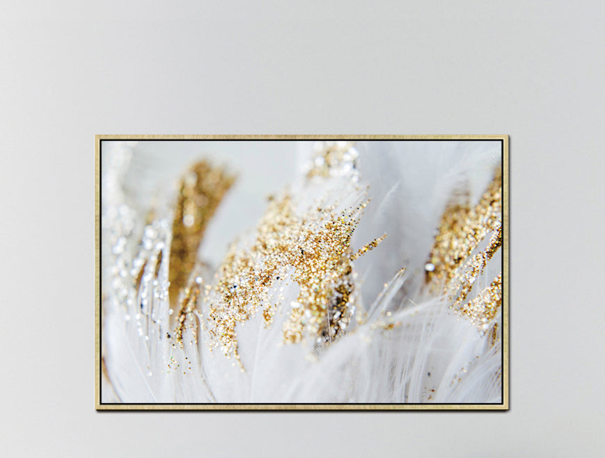 English Elm Oppidan Home "Golden Quills" - Stunning 40"H X 60"W Multicolor Acrylic Wall Art In Gold Frame B03050836