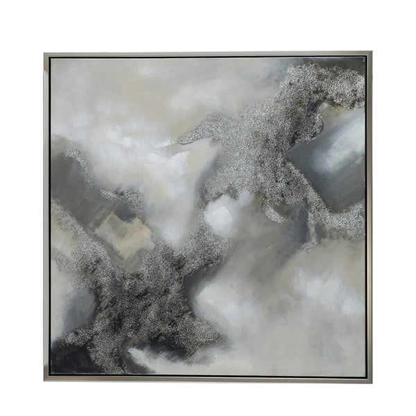 English Elm 39.4X39.4" Stormy Skies Framed Hand-Painted Wall Art - Evocative Modern Decor For Tranquil Spaces W2078P313333