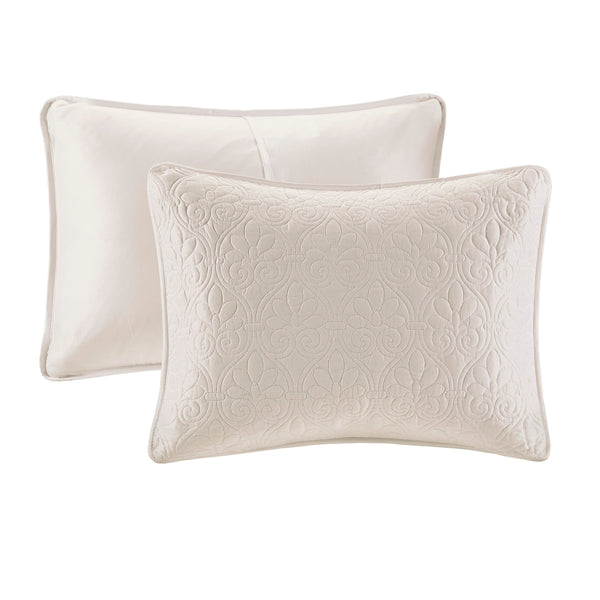 English Elm Reversible Madison Park Quebec Bedspread Set Twin with Quilted Texture, Prewashed Cotton Fill, Antimicrobial Protection Cream 17.72 L x 15.35 W x 7.09 H B03597444