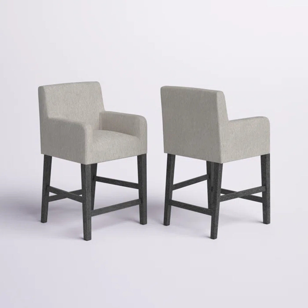 English Elm Upholstered Counter Stool with Rubberwood Frame for Kitchen Island or Home Bar 71252.00LGRY-2