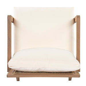 English Elm Outdoor Acacia Wood Club Chairs with Wicker Backs and Beige Cushions Set of 2 N772P381363L