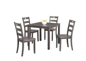 English Elm 5pc Square Dining Set with Slat Back Chairs, Transitional Gray Finish, 36" Table, Easy Assembly B2741P381506