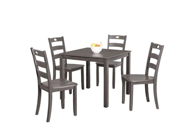 English Elm 5pc Square Dining Set with Slat Back Chairs, Transitional Gray Finish, 36" Table, Easy Assembly B2741P381506