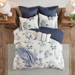 English Elm 7 Seersucker Comforter Set with Floral Print, Euro Shams, Decorative Pillow & Throw Blanket, Full/Queen Blue 23.62 L x 18.9 W x 12.2 H B03597121