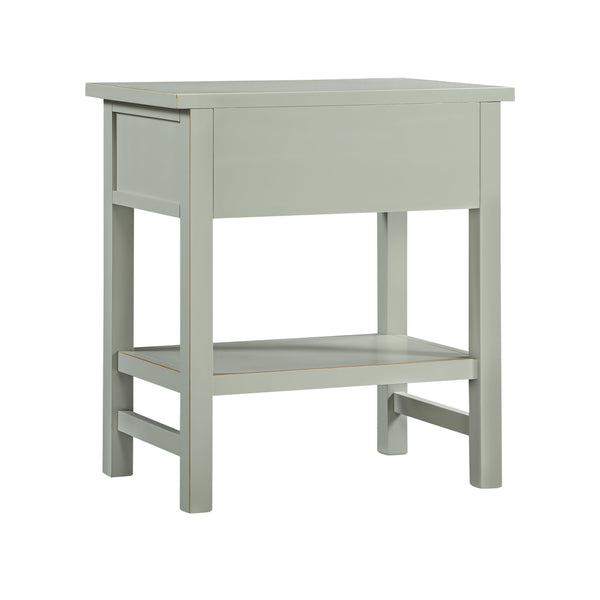 English Elm Finley Rustic 1-Drawer Nightstand with Open Shelf, Distressed Wood Finish, Dovetail Drawer Craftsmanship Antique Gray B050P376952