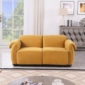 English Elm 102 Inch Linen Modular Sectional Sofa with Hidden Storage and Cloud Cushion Comfort Yellow W1099S00200