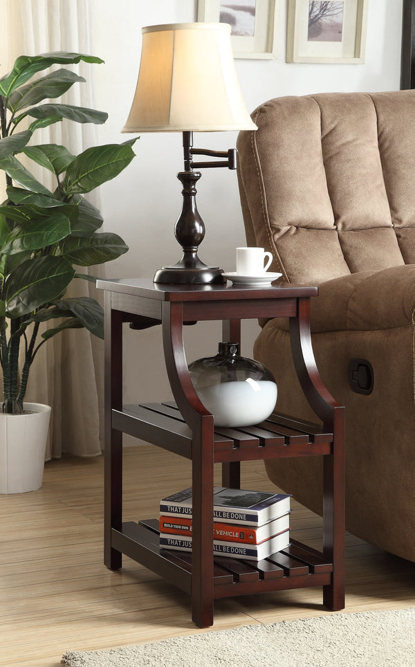 English Elm Wasaki Espresso Finish Accent Table with USB Charging Dock, 2-Shelf Open Storage, Solid Wood Legs B2726P277912