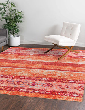 Unique Loom Timeless Verona Machine Made Geometric Rug Rust Red, Ivory/Orange/Violet/Green 7' 6" x 7' 7"