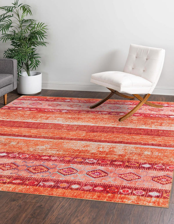 Unique Loom Timeless Verona Machine Made Geometric Rug Rust Red, Ivory/Orange/Violet/Green 7' 6" x 7' 7"