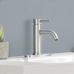 English Elm Single Handle Bathroom Faucet - Modern Brushed Nickel Lavatory Faucet For Easy Installation & Durability P1 T3177P388138-GIGA