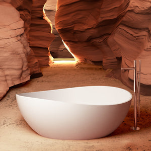 English Elm 63" Oval Freestanding Soaking Tub Solid Surface Resin Spa Bathtub Glossy White W1920P385618
