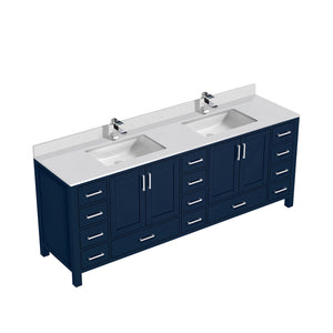 English Elm Navy Blue Double Bath Vanity With Cultured Marble Top & Faucet Set - Stylish Storage Solution! B2731P259167