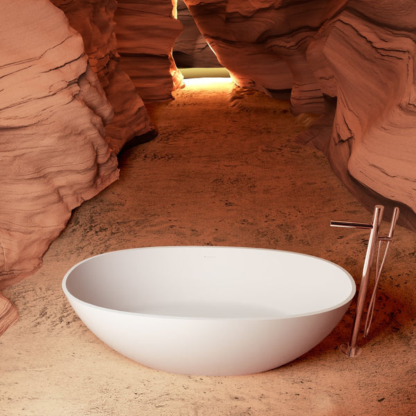 English Elm 65" Stone Resin Freestanding Soaking Tub Ergonomic Spa Bathtub Matte Finish Cupc W1920P385625