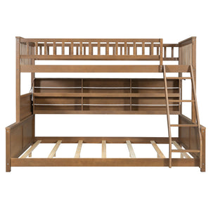 English Elm Twin Xl Over Queen Bunk Bed with Led Lighting Shelving and Pegboard Pinewood Frame Brown LT000280AAP