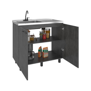 English Elm Napoles Freestanding Stainless Steel Utility Sink with Deep Basin for Laundry Rooms B200S00453