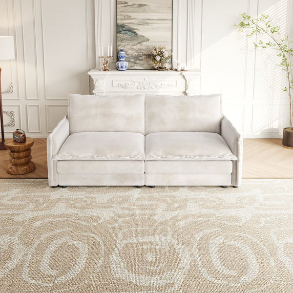 English Elm Corduroy Loveseat Sofa With Plush Deep Seats – Stylish 2-Seat Couch, Modular Design & 2 Pillows! W834S00414