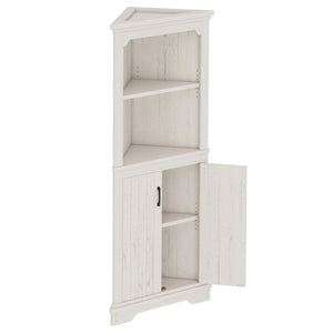English Elm Tall Corner Cabinet with Open Shelves Enclosed Storage for Living or Dining Rooms W1580P425307