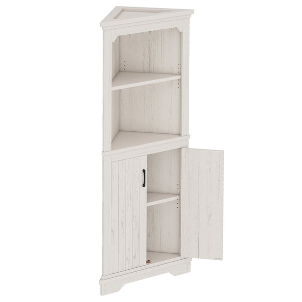 English Elm Tall Corner Cabinet with Open Shelves Enclosed Storage for Living or Dining Rooms W1580P425307