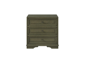 English Elm 3 Drawer Nightstand Warm Cashew Finish with Usb Charging Cedar Lined Bedroom Storage Green B2699P440922