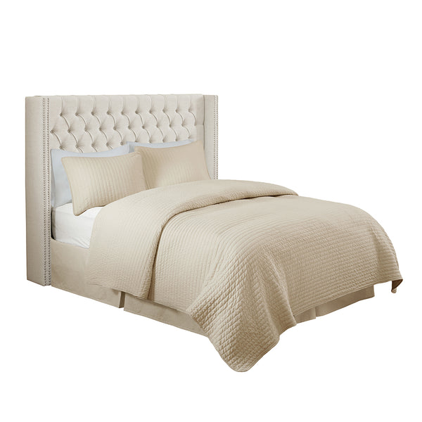 JLA Home Madison Park - Upholstered Wingback Headboard with Hand-Tufted Buttons, Double Nailhead Trim, Plush Support 68.5 L x 8.5 W x 54.25H MP116-0355