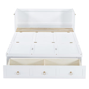 English Elm Queen Murphy Wall Bed with Pull Out Storage Drawer and Built in Usb Charging White LP000428AAK