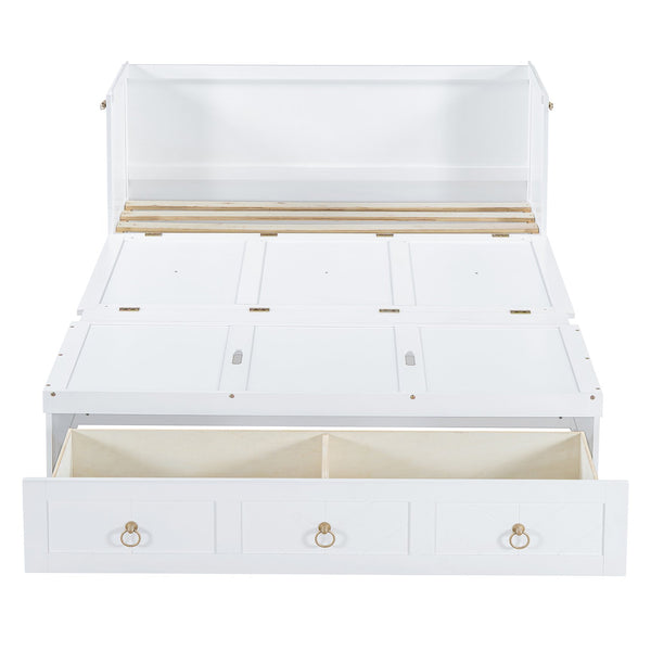 English Elm Queen Murphy Wall Bed with Pull Out Storage Drawer and Built in Usb Charging White LP000428AAK