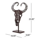 Christopher Knight Home® - Noble House - Autrey Handcrafted Aluminum Bull Skull Decor with Stand, Bronze