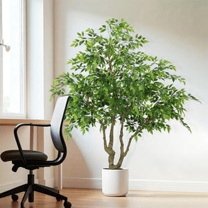 English Elm 7ft Artificial Banyan Tree Sculpted Trunk Silk Foliage Large Indoor Statement Plant W2945P458774