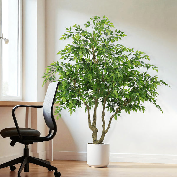 English Elm 7ft Artificial Banyan Tree Sculpted Trunk Silk Foliage Large Indoor Statement Plant W2945P458774