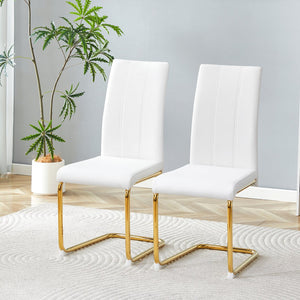 English Elm 4-pack Pu High-back Dining Chairs with Powder-coated Metal Legs for Modern Kitchens W3875P372873