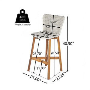 English Elm Christopher Knight Home® - Lymington Outdoor Bar Stool Set of 2 — Durable Acacia & Wicker Craft, Ergonomic 105° Backrest Comfort LIGHT GREY,Teak N775P278094G