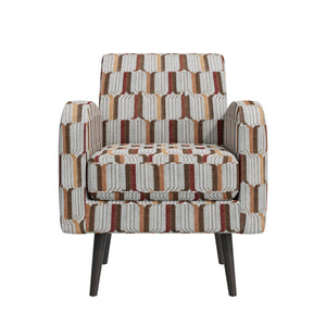 English Elm Darien Geometric Prism Upholstered Accent Armchair with Solid Wood Legs for Small Spaces Red B127P495073