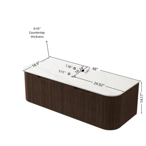 English Elm Dina Floating Bathroom Vanity Cabinet Plywood Sintered Stone Top French Drawer Style W2615P301437
